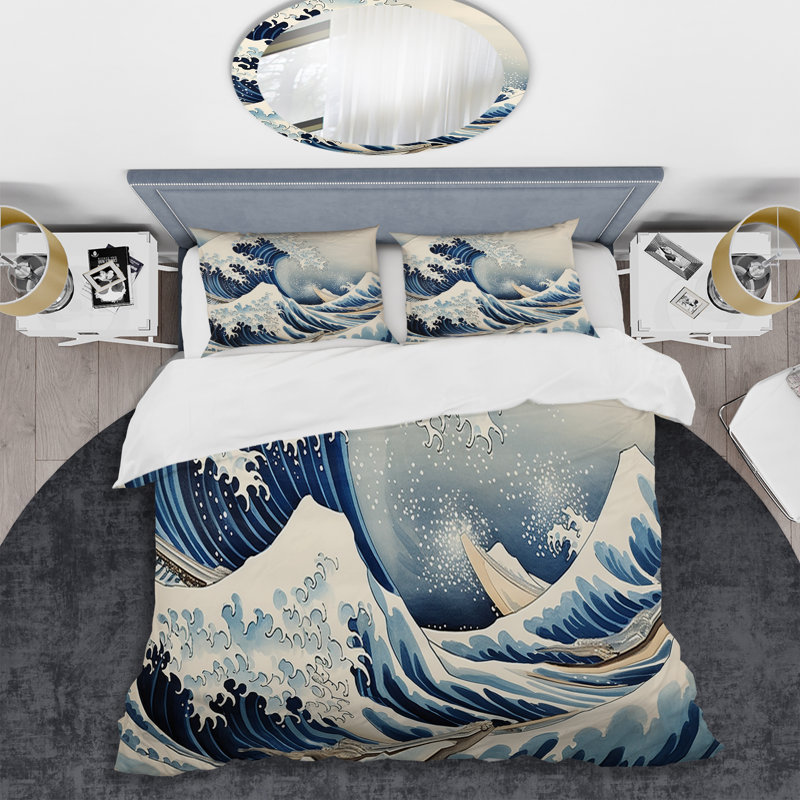 Ensemble de housse de couette Master Master The Great Wave Of Kanagawa IV, Housse de couette très grand et 2 très grandes t