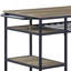 Rustic Oak & Black Finish Kitchen Island For Dining Room