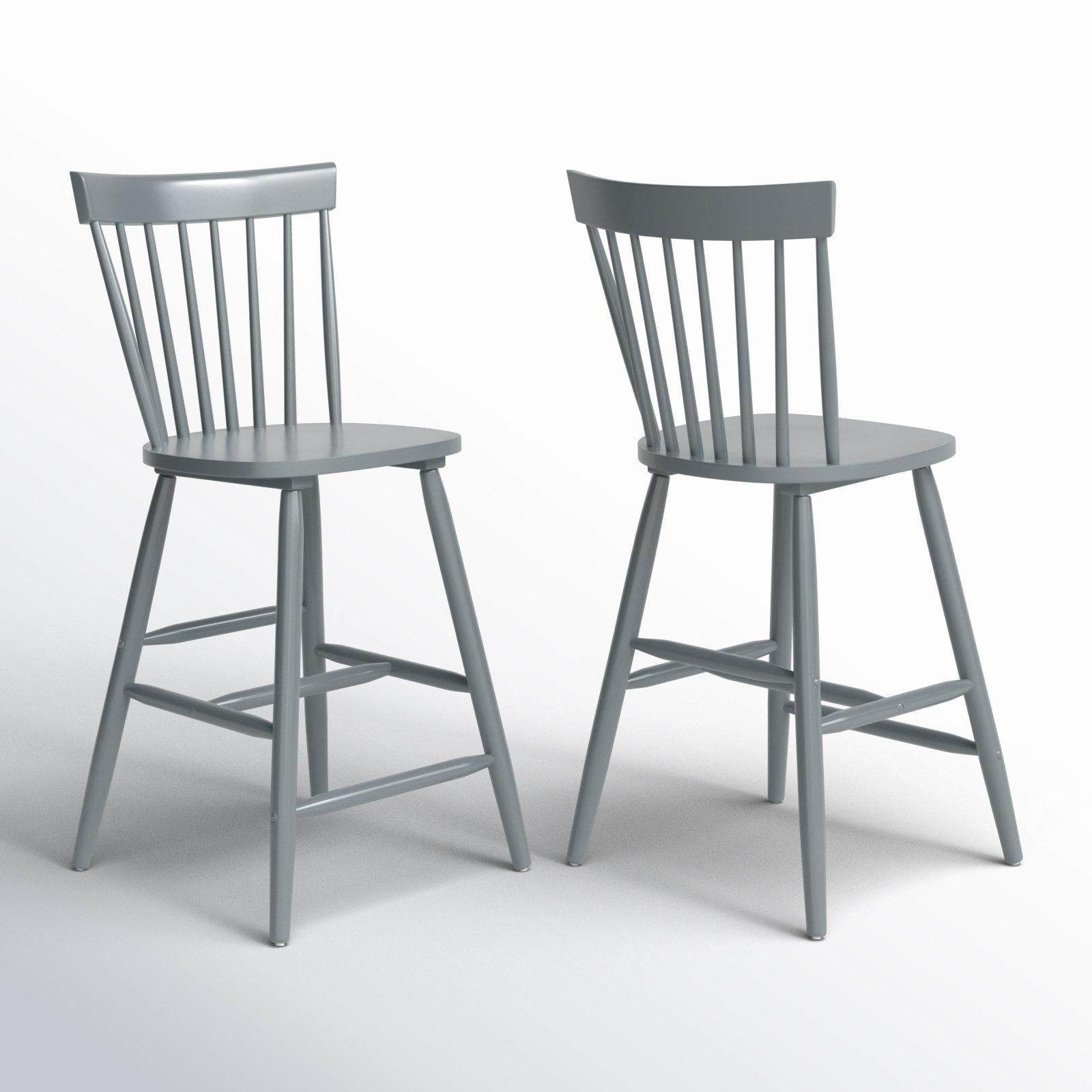 Stacee Solid Wood Bar & Counter Stool, Gray, Counter Stool (24" Seat Height)