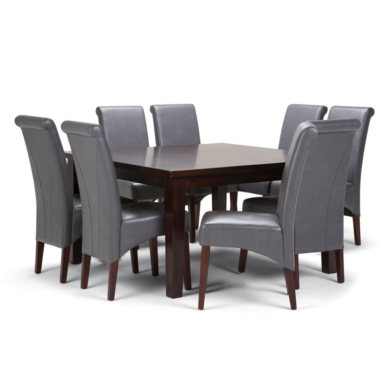 Ensemble de salle à manger 7 pièces avec table en bois massif Avalon et 6 chaises rembourrées Avalon, Brun Tanners