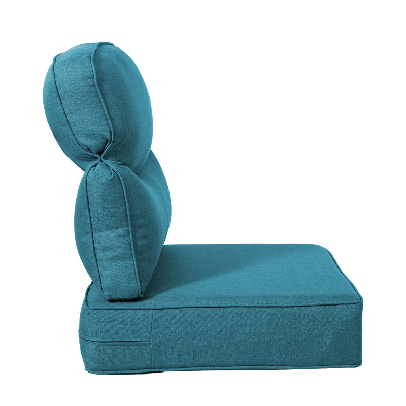 Deb Outdoor Patio Crescent Shape 6" Thick Seat & Back Furniture Cushion Set With Removable Cover, Peacock Blue, 2