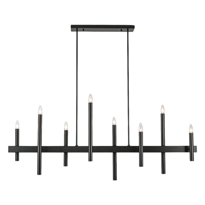 Trivon 8 - Light Dimmable Linear Kitchen Island Chandelier, Matte Black