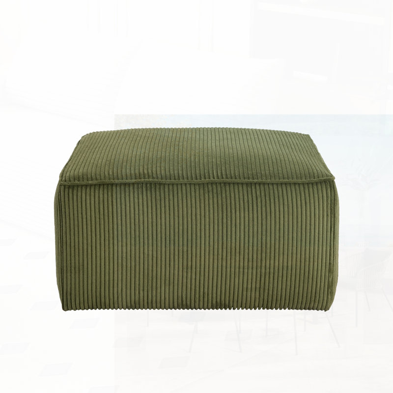 Upholstered Square Ottoman,Corduroy, Olive Green Corduroy