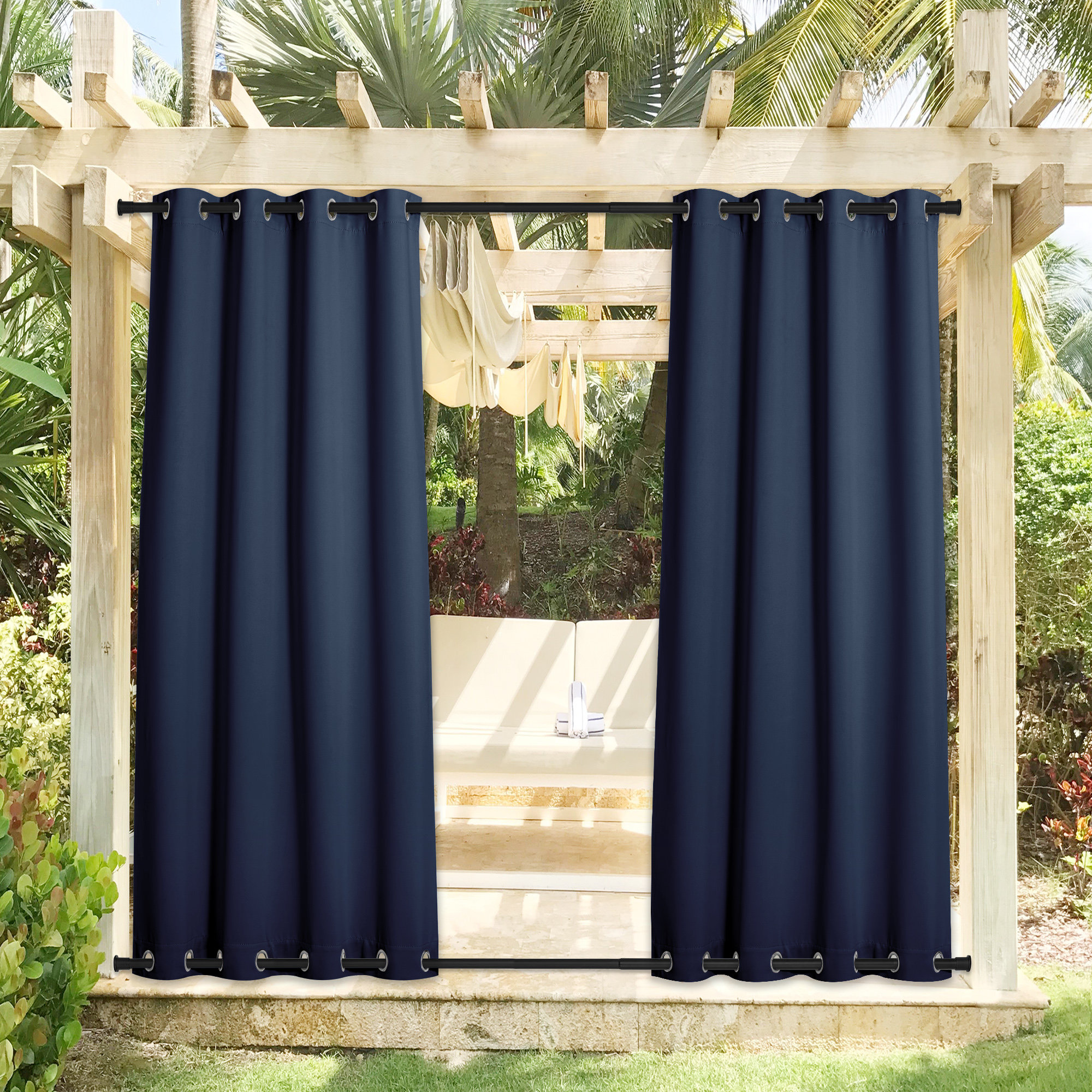 Ebern Designs Blackout Outdoor Curtains for Patio Waterproof Top ...