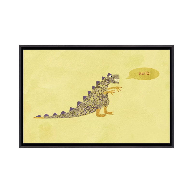 Dinosaure par Nic Squirrell - impression d'art graphique, Toile avec cadre noir patiné, H 26 po x l 40 po x 1,5 po