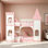 Lit superposé simple au-dessus d'un lit simple Princess Castle Playhouse, blanc / rose