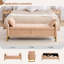 Banc de rangement moderne Lunara 66"W, capitonné, motif Teddy, à placer au pied du lit, avec pieds dorés, poche pour accoudoir et 2 coussins.-346524092-343922331