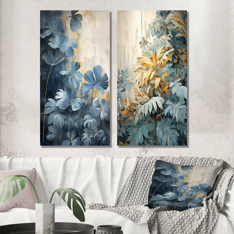 Ensemble de salon blanc et bleu Tropical, H 28 po x l 24 po