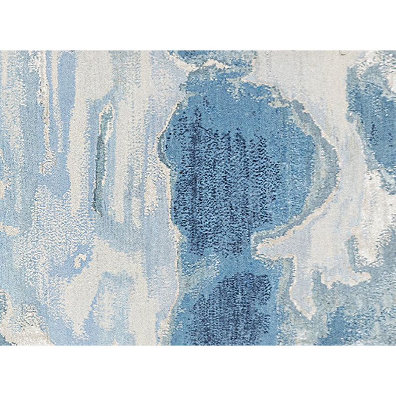 Hand Knotted Abstract Area Rug in Silver/Blue/Navy/Gray