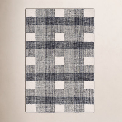 Hand-Tufted Wool Plaid Rug