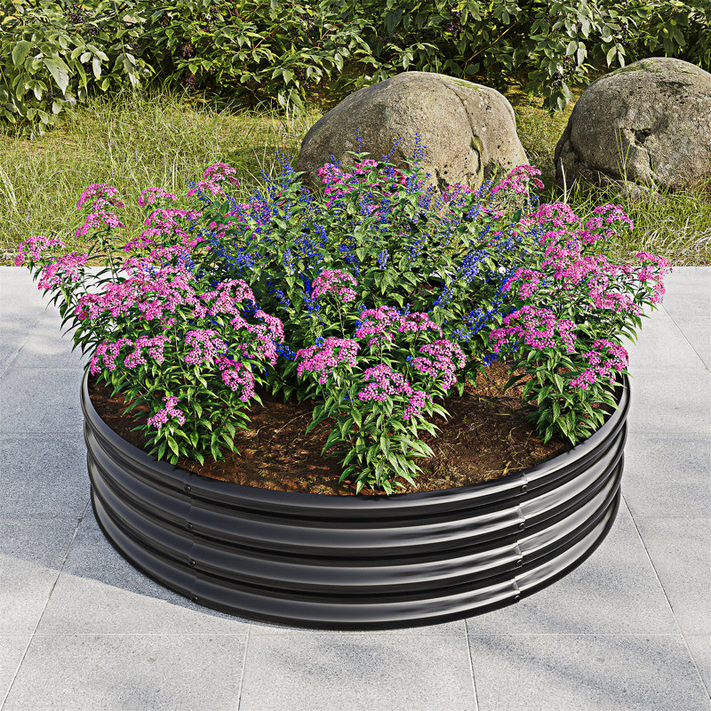 Lit surélevé rond 2 pièces, H 11,43 po x l 47,25 po x P 47,25 po, Noir, Ensemble de 2