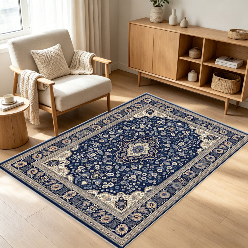 Deep Blue Oasis carpet-easy to clean, machine-washable, soft and comfortable; suitable for door mats, kitchens, living rooms, bedrooms, corridors, and laundry areas. Easy to clean, durable carpet for home decoration.