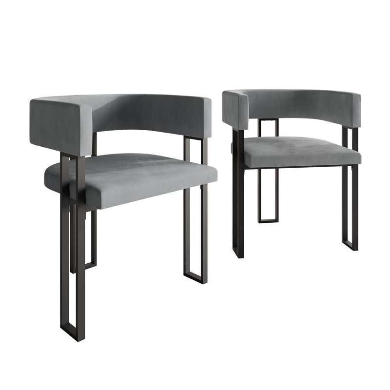 Black Metal Dining Chair, Light Gray