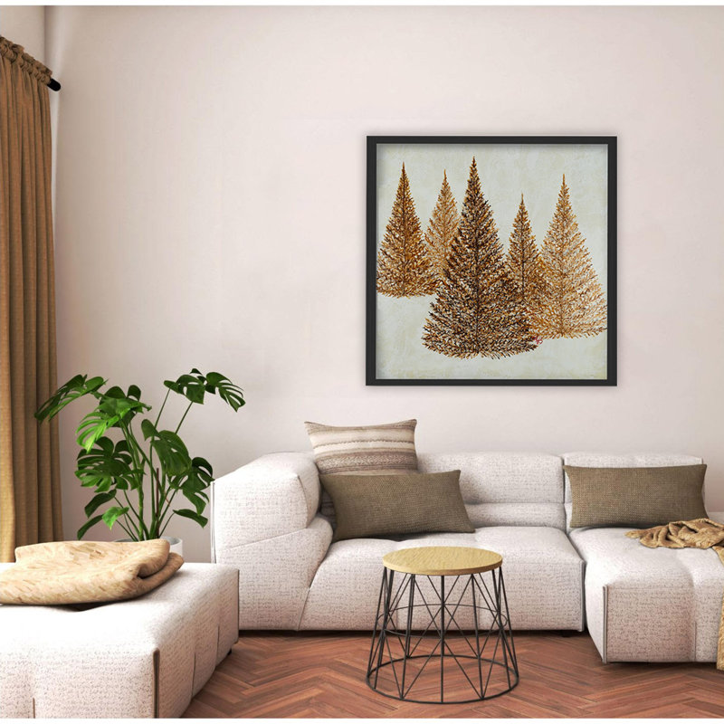 "Dawnlit Forest", art mural sur toile, Cadre flottant noir, H 20 po x l 20 po