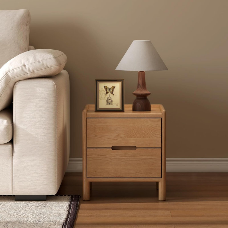 Solid Oak Nightstand-Single, Natural Oak, Single