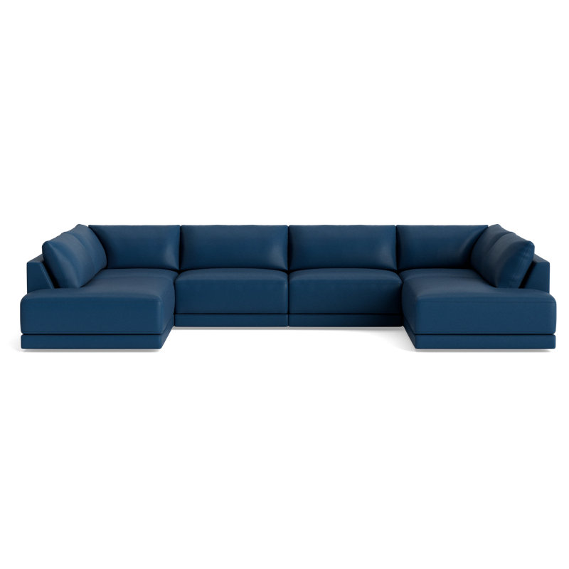 Eva Sectional, Bison Deep Blue Top Grain Leather