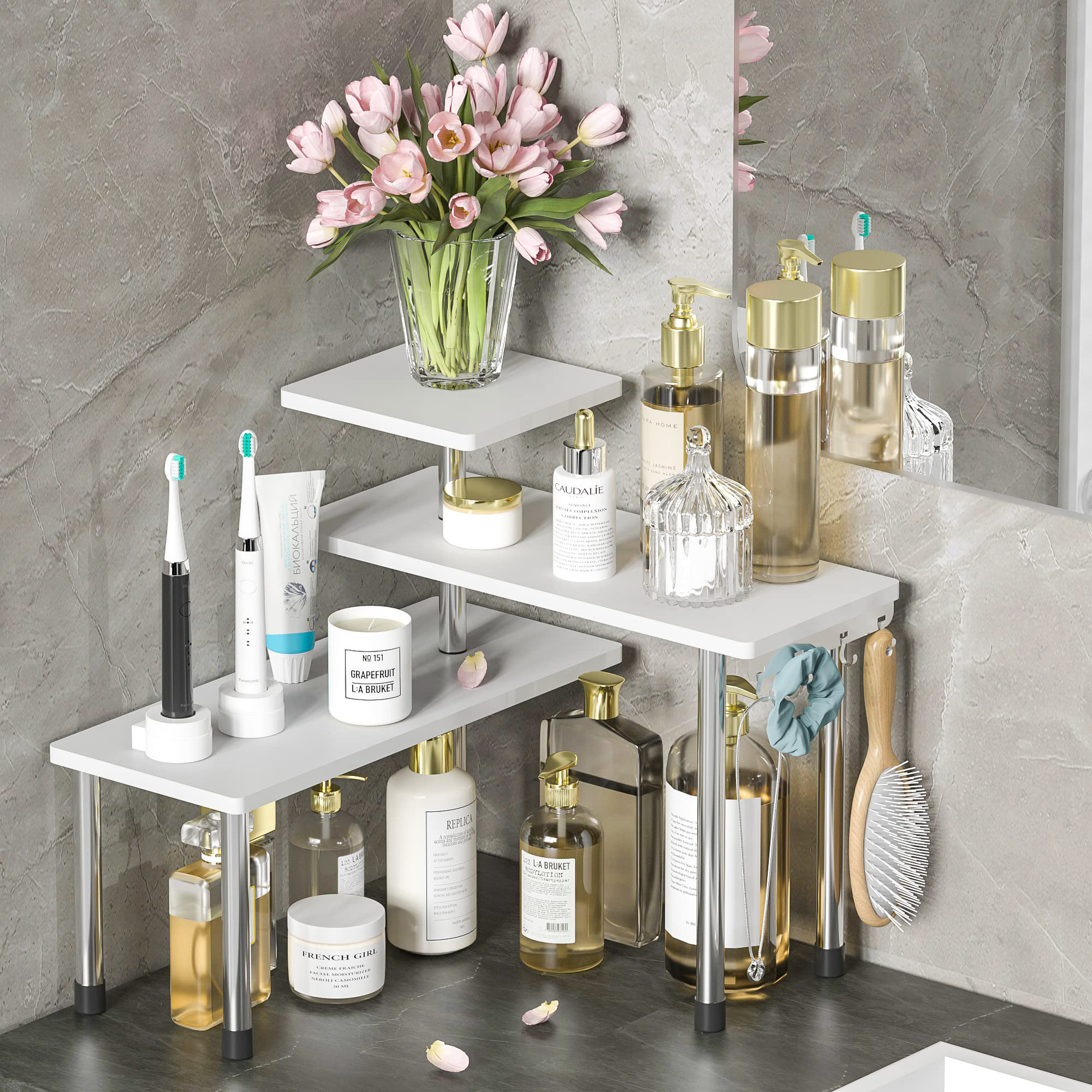 17 Stories Countertop Organizer Organization, 3 Tier Moveable Corner ...