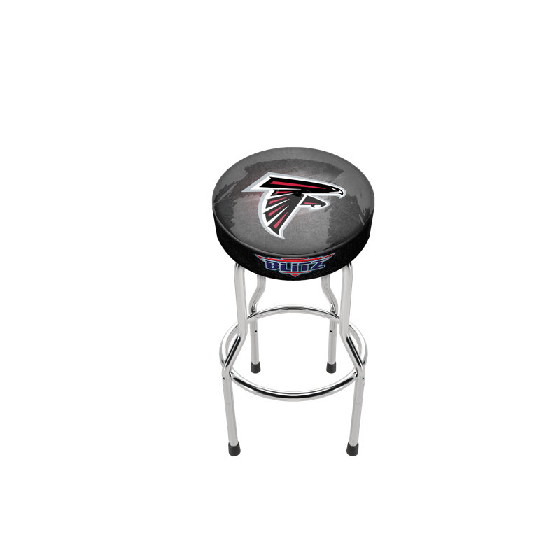 Upholstered Adjustable Height Counter Stool with Metal Frame, Atlanta Falcons