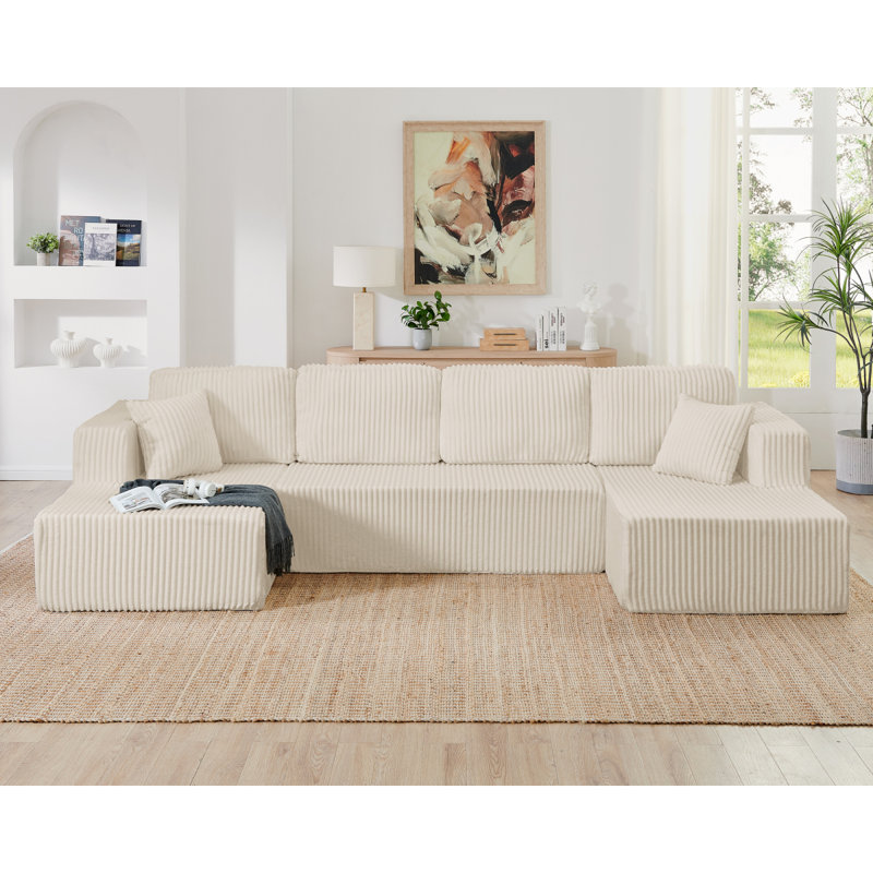 Canapé modulaire en U en forme de U, canapé modulaire compressé en velours côtelé de style minimaliste moderne, canapé-lit pour le salon, la chambre à coucher, canapé-lit Comfy