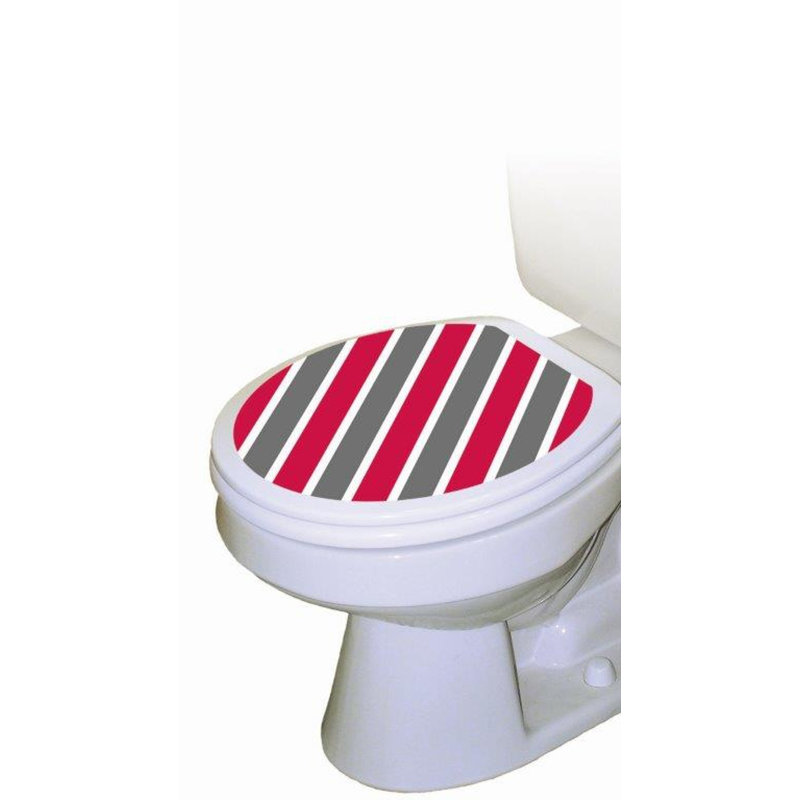 Décalcomanie de siège de toilette College - cravates de toilette écarlates et grises - housse de vinyle antidérapant, convient aux sièges ronds