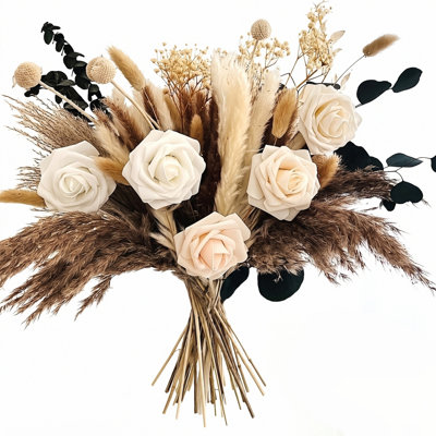 Artificial Flowers Arrangement Dried Pampas Grass Floral(Vase NOT Included)