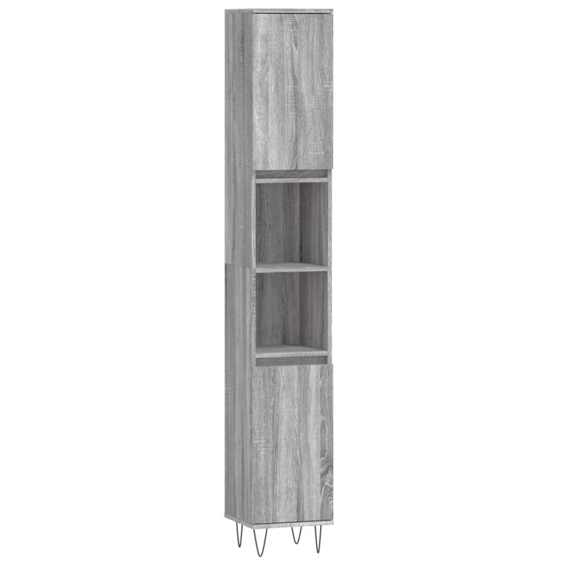 Milla Floor Mounted Linen Cabinet, Grey Sonoma