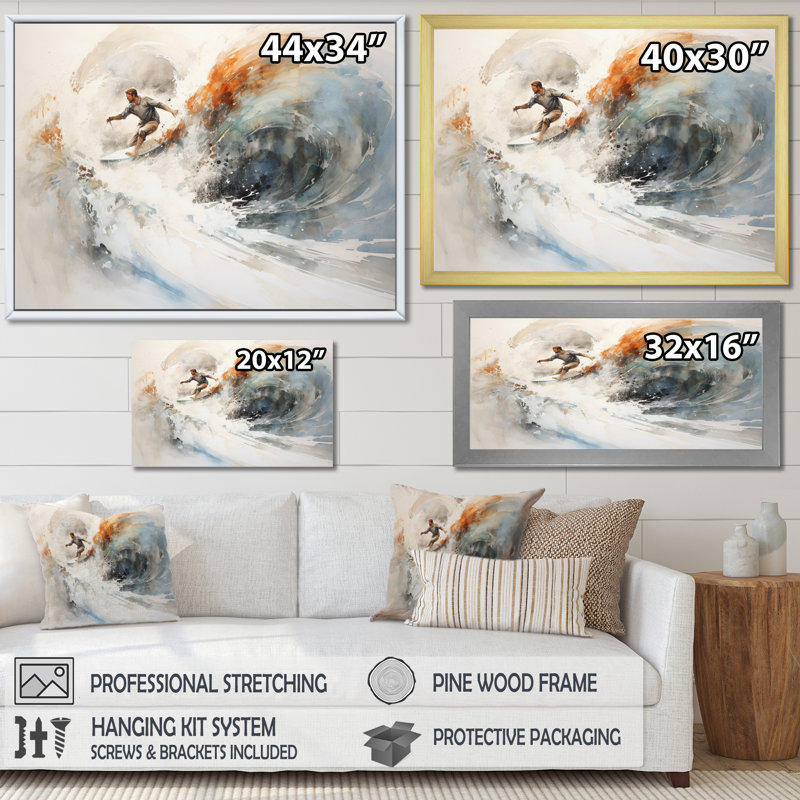 «Coastal Surfers Paradise II», reproduction sur toile, H 12 po x l 20 po x P 1 po, Cadre photo noir