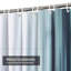 Élégant rideau de douche rayé bleu marine avec 12 crochets-318363144