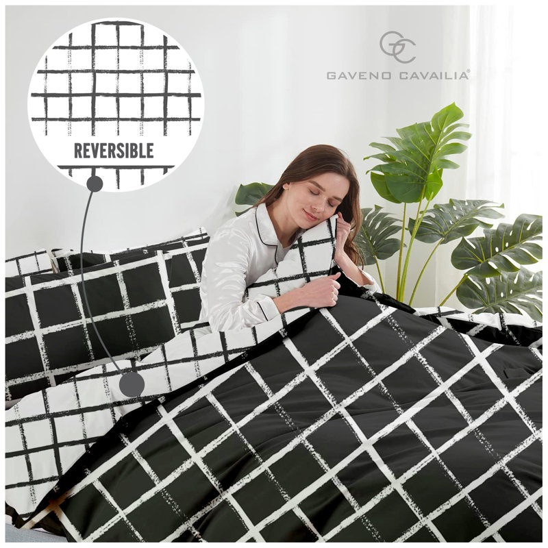 Check Design Polycotton Duvet Cover Set with Pillowcases, Yarn Bedding All Standard Single Double King, King
