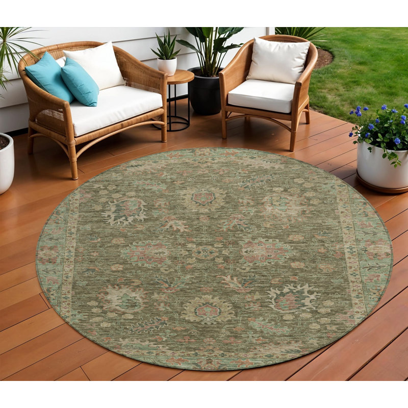 Tapis rond 8 po Olive Green