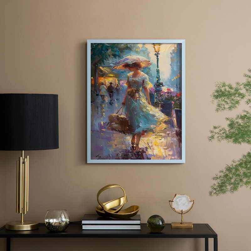 Reproduction encadrée «WOMEN Series Dccxxxi» - bois massif, H 21 po x l 17 po, Bleu