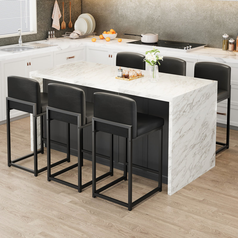 Upholstered Counter Stool with Metal Frame