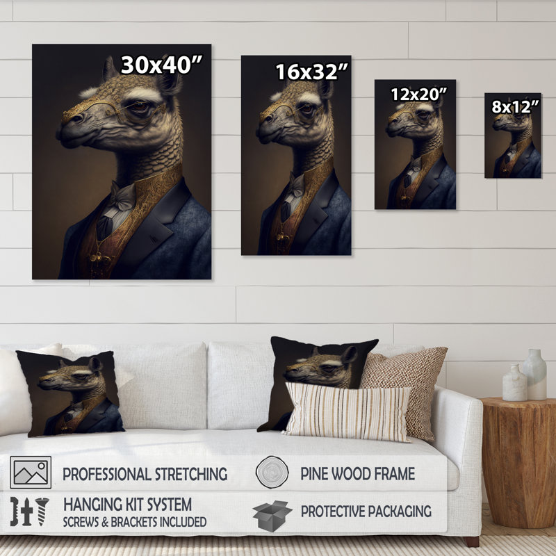 Mafia Llama - Impression sur toile, H 32 po x l 16 po x P 1 po, Toile tendue