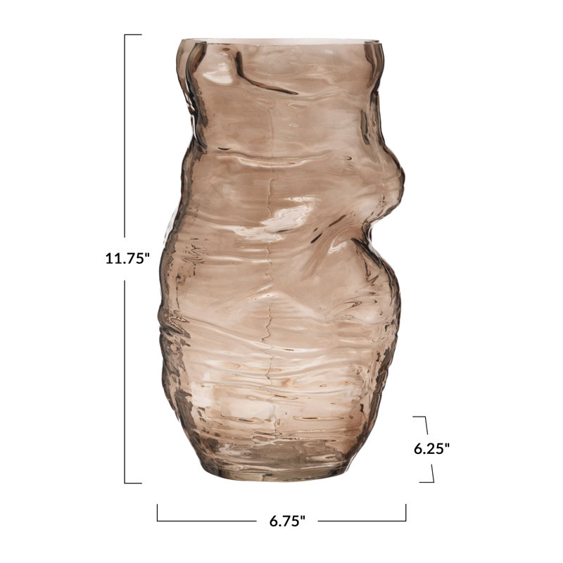 Isabela Handmade Glass Table Vase, 11.75" H x 6.75" W x 6.25" D, Brown