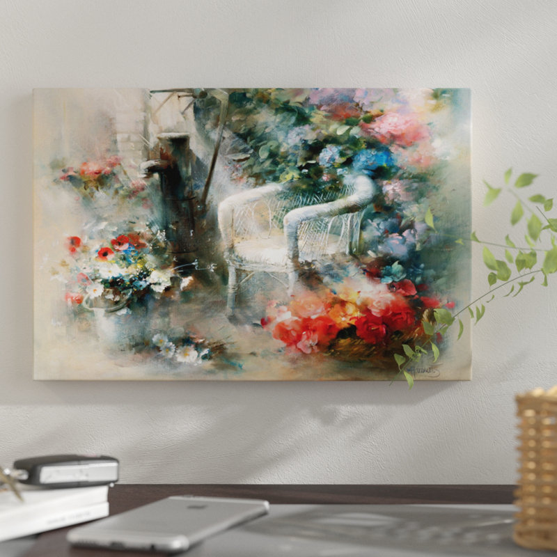 « idyllic place », reproduction sur toile, H 26 po x l 40 po x P 1,5 po, Pas de tapis, Toile tendue