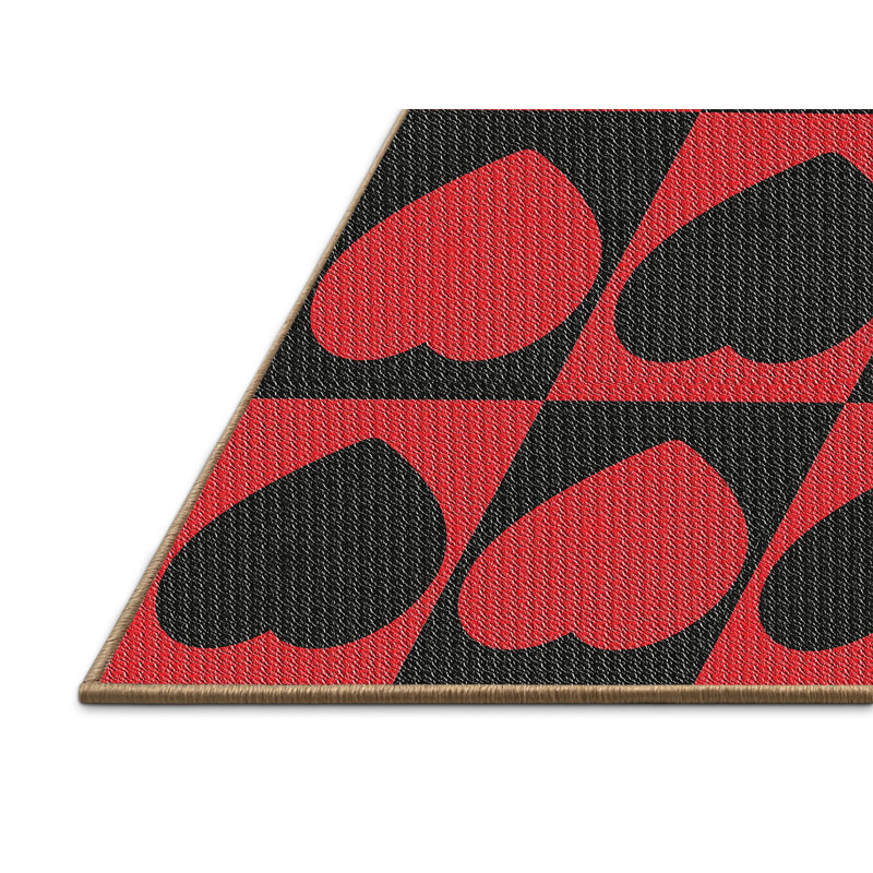 Tapis de zone rouge/noir à motifs Bekbele, Rectangle 5 pi x 7 pi