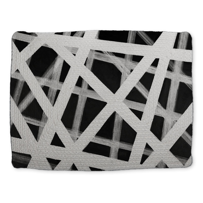 Geometric Stripes White Braided Polyester Placemat | Home Decor
