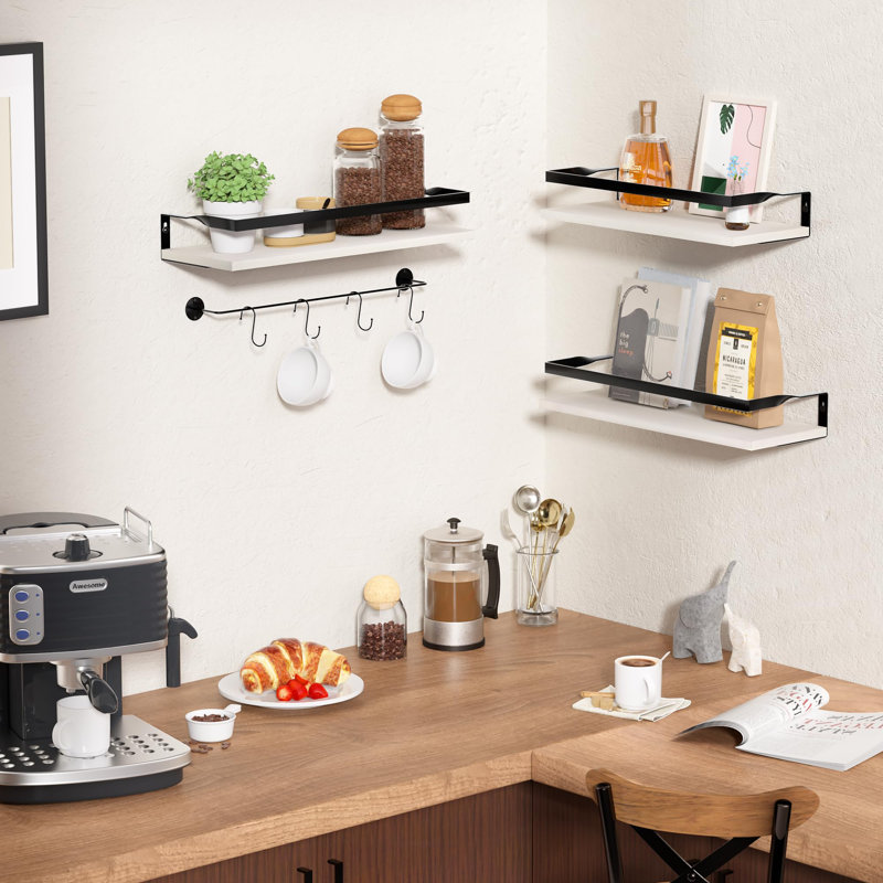 3 Piece Floating Shelf, White