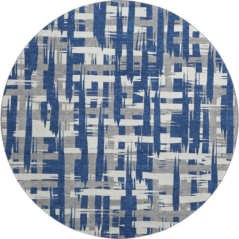 Premium Machine Washable Chelston AMF1849 Stripes Rug, Round 8'