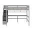Lit mezzanine avec bureau, tablettes de rangement et escalier-44656328