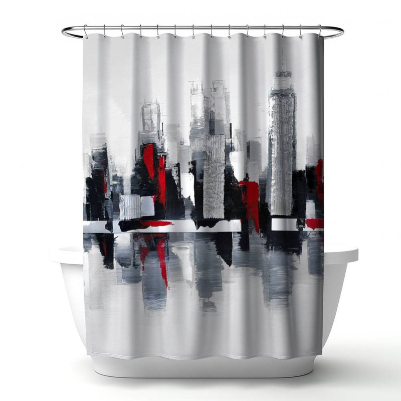 Shower Curtain CI55 – Polyester Shower Curtain, Dye Sublimation Print, 71" W × 74" L