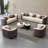 Grey Modern Faux Leather Waiting Room Reception Sofa Coffee Table Set