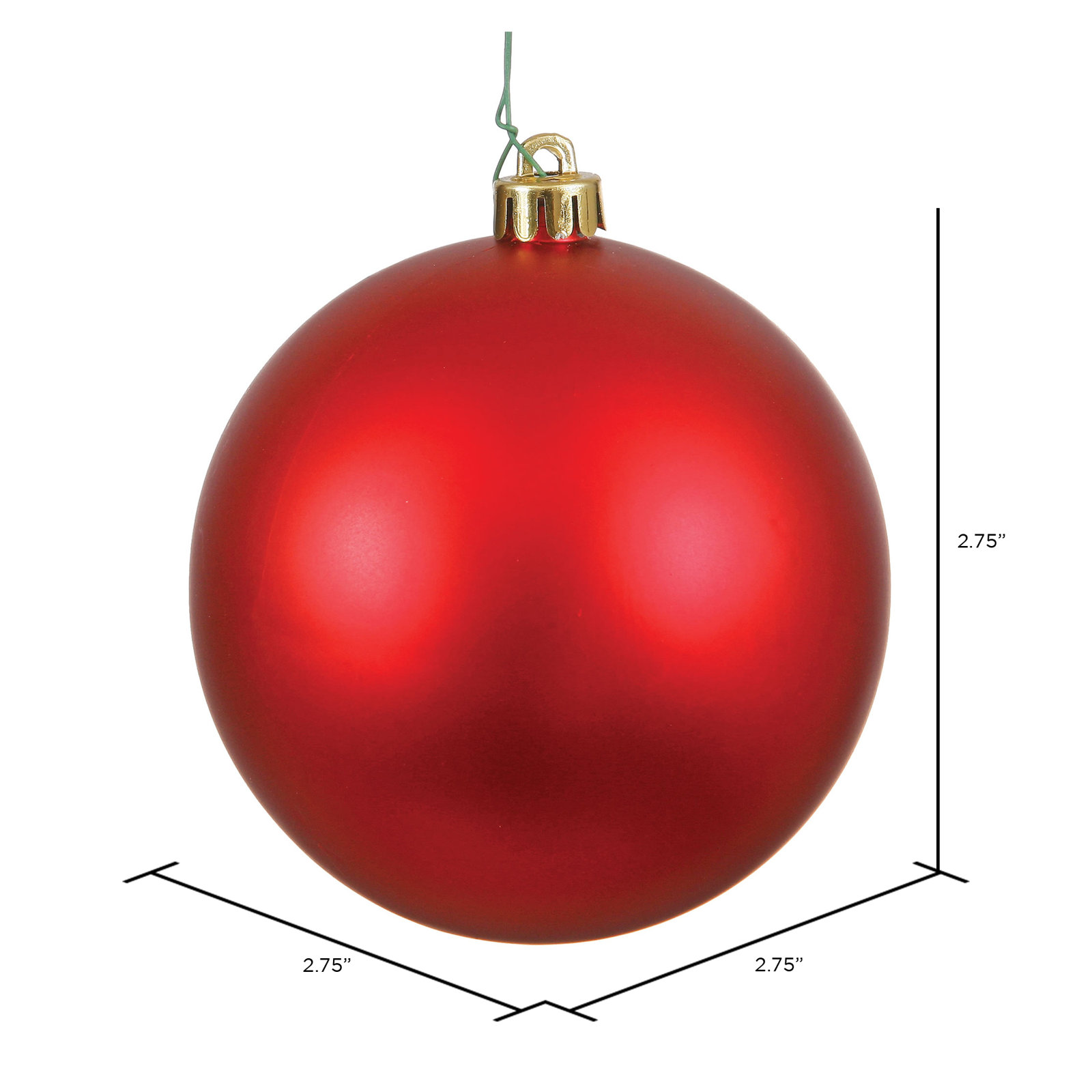 The Holiday Aisle® 3" Shatterproof Bauble, 2.75" H x 2.75" W x 2.75" D, Red