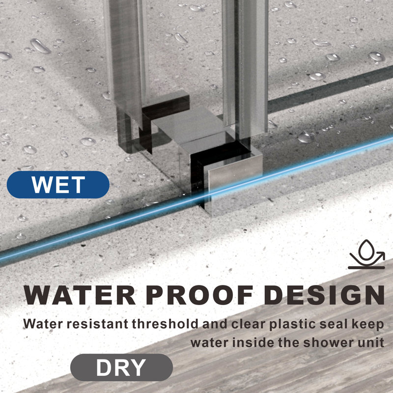 Uks04 61 In. To 65 In. X 80 In. H Frameless Sliding Shower Door In Brushed Nickel With 3/8 In. (10Mm) Clear Glass 