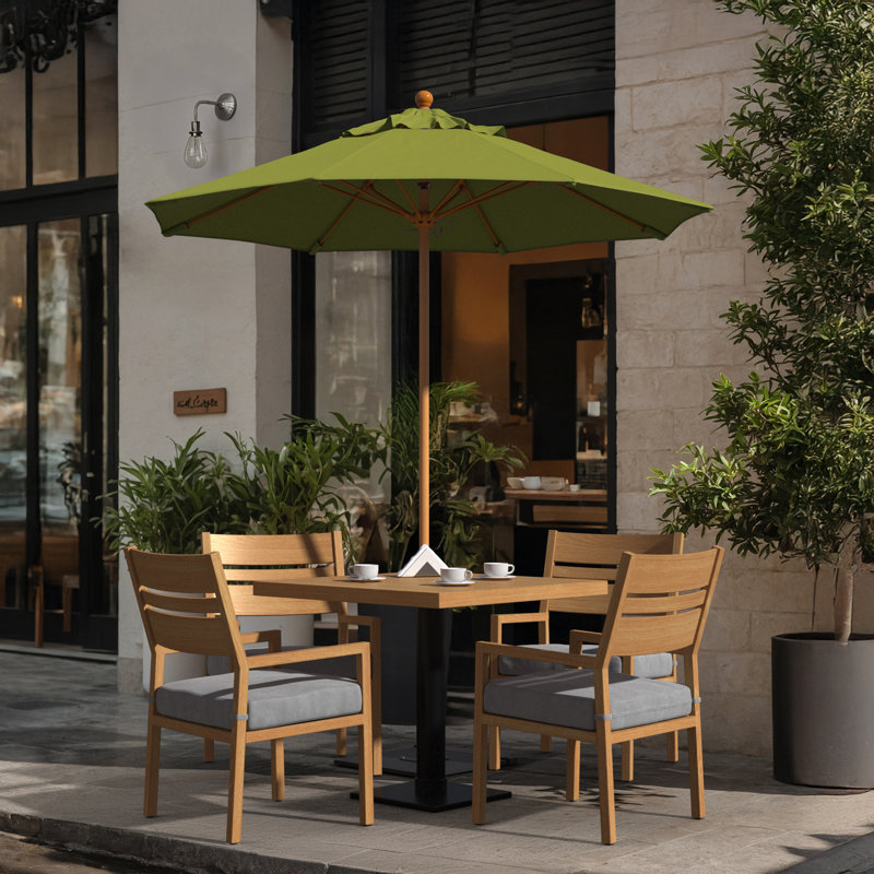 Parasol en bois de teck 7,5 pi, Vert
