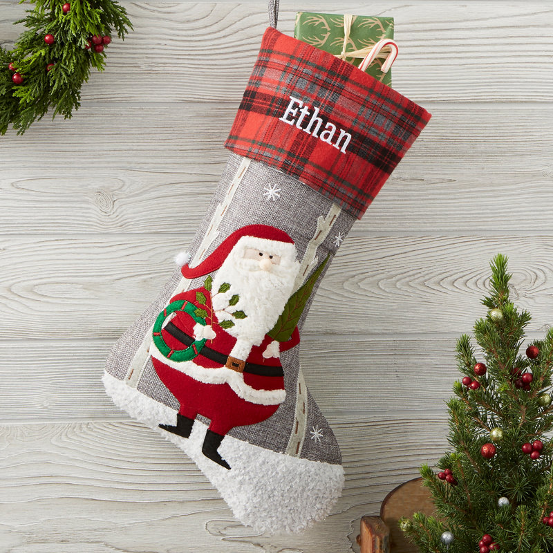Wintry Cheer Santa Personalized Christmas Stocking, Yes