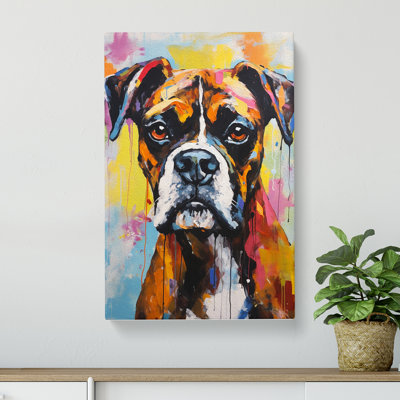 Boxer Dog Gestural - Wrapped Canvas