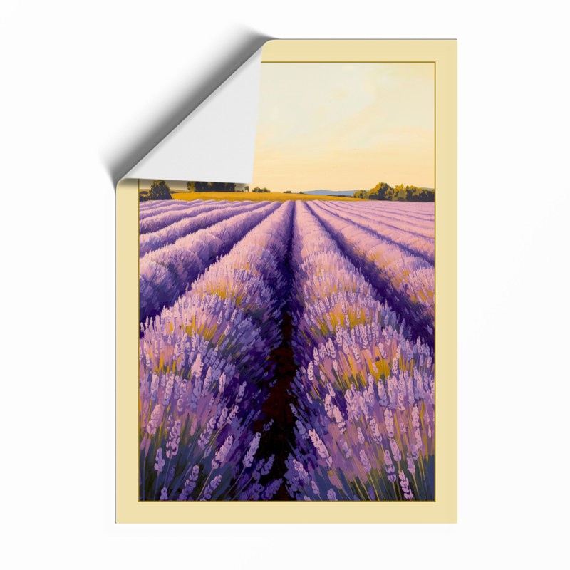 Lavender Fields at Dusk Botanical - Framed Print, Unframed, A4 - 29.7 x 21.0 cm
