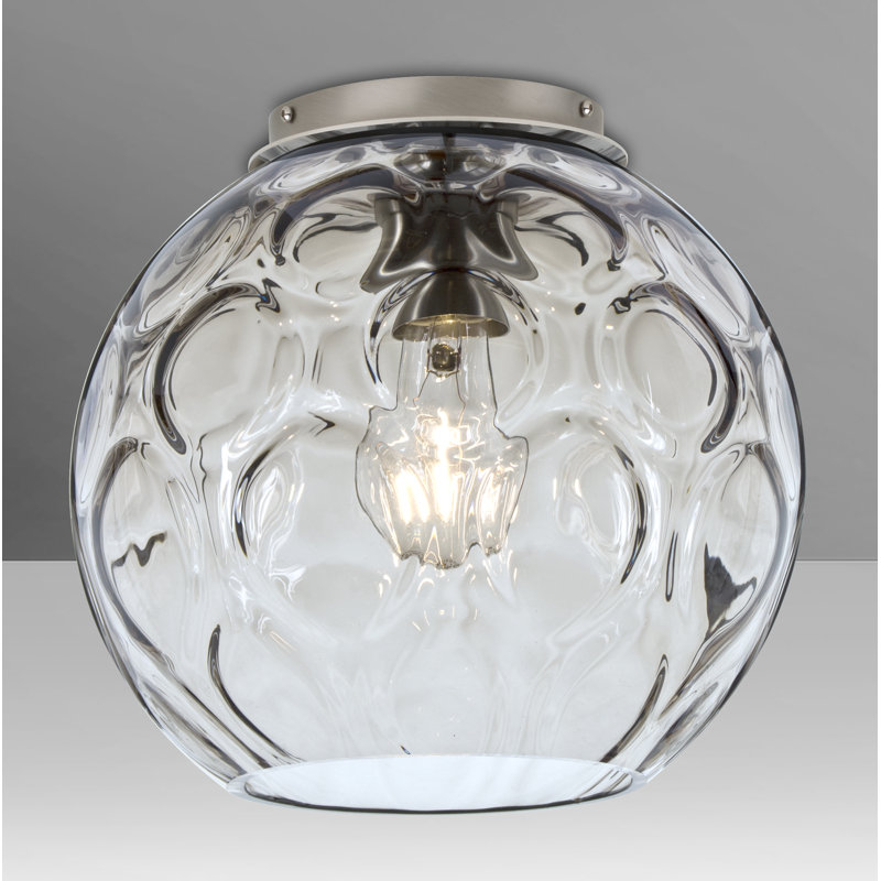 Bombay Satin Nickel 1 - Bulb Outdoor Flush Mount, Clear