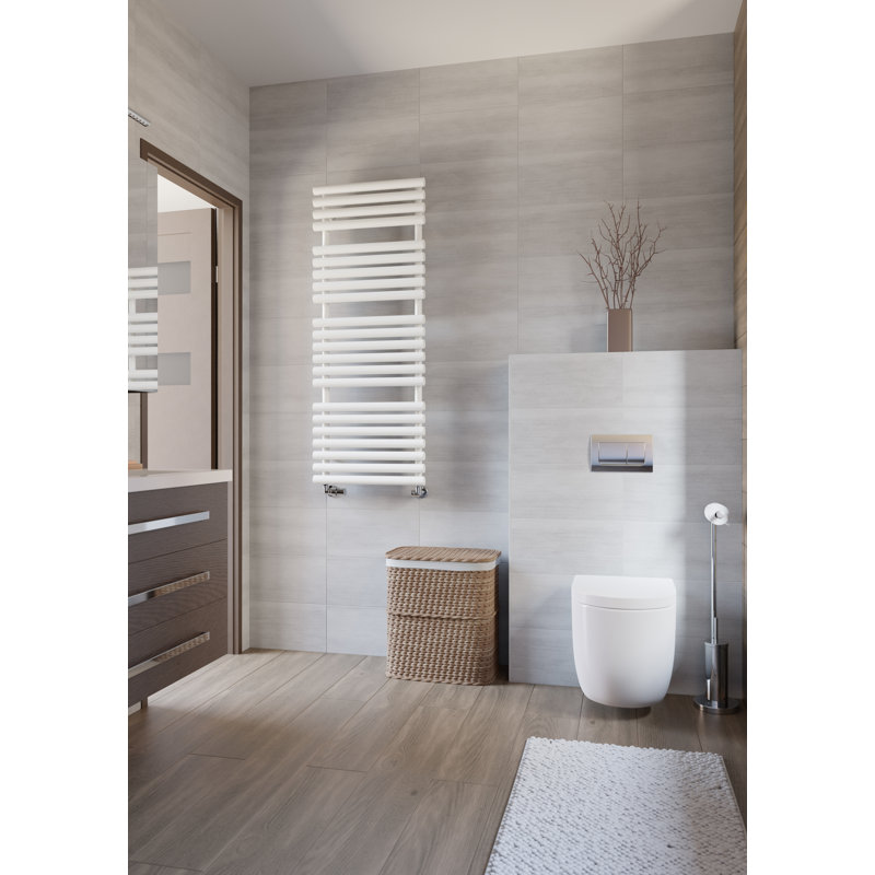 Rolo Towel Heated Towel Rail, 1360cm H x 520cm W x 123cm D, White